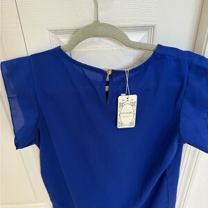 Blue Sheer Sleeve Top
